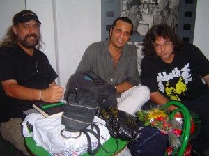 Con Luis Alberto García y Frank Delgado en el rodaje de High Tech