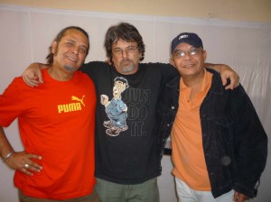 Con Luis Alberto García y Néstor Jiménez durante el rodaje de Exit, enero 2011
